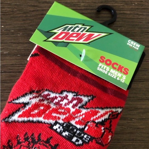 Mountain Dew Code Red food novelty men’s crew socks - Picture 2 of 3
